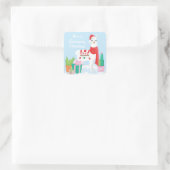 Sticker Carré Fêtez Noël | Père Noël Llama (Sac)