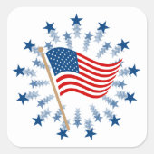 Sticker Carré Feu d'artifice Drapeau Américain 4 juillet (Devant)