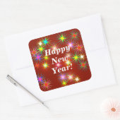 Sticker Carré Feu d'artifice du Nouvel An Flash en rouge (Enveloppe)