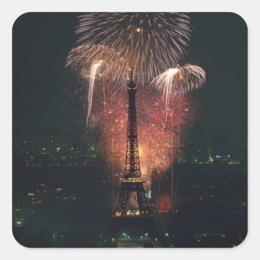Sticker Carré Feu d'artifice, Tour Eiffel, Paris, France (Devant)
