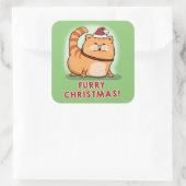 Sticker Carré Feu de chat mignonne et drôle Noël (Sac)