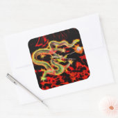 Sticker Carré Feu de serpent de dragon sur Lucky Energy (Enveloppe)