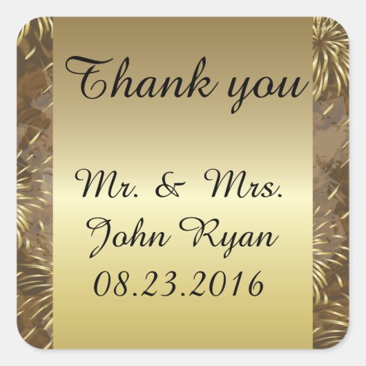 Sticker Carré Feu d'Mariage d'or (Devant)