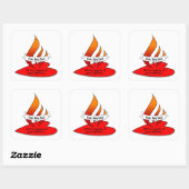 Sticker Carré Feu ou flamme et coeur avec citation Pentecôte (Feuille)