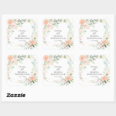 Sticker Carré Feuillage d'aquarelle et fleurs de corail et d'ivo (Feuille)