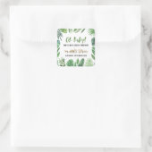 Sticker Carré Feuillage tropical + animaux d'or baby shower (Sac)