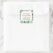 Sticker Carré Feuillage tropical + animaux d'or baby shower (Sac)