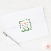 Sticker Carré Feuillage tropical + animaux d'or baby shower (Enveloppe)