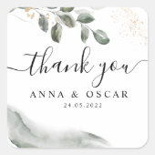 Sticker Carré Feuille aquarelle de verdure douce | Poussière d'o (Devant)