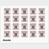 Sticker Carré feuille d'argent rose merci business code qr (Feuille)