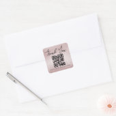 Sticker Carré feuille d'argent rose merci business code qr (Enveloppe)