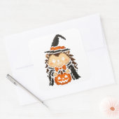 Sticker Carré feuille d'autocollant de sorcière de hérisson (Enveloppe)