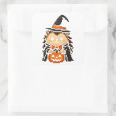 Sticker Carré feuille d'autocollant de sorcière de hérisson (Sac)