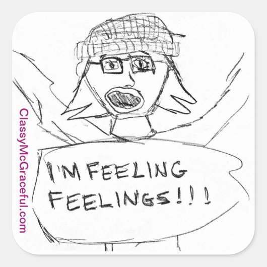 Sticker Carré Feuille d'autocollant "Sentiments" (Devant)