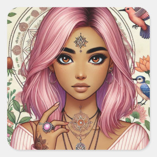 Sticker Carré Feuille d'autocollants Aura Dream Rose