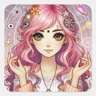 Sticker Carré Feuille d'autocollants Aura Dream Rose