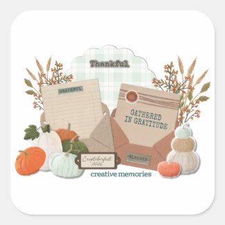Sticker Carré Feuille d'autocollants carrés de 3" pour Croptober
