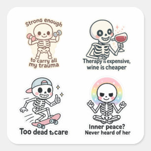 Sticker Carré Feuille d'autocollants de fantôme Kawaii   Ensembl