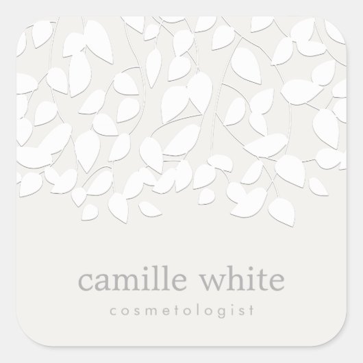 Sticker Carré Feuille de l'apparence blanche moderne (Devant)