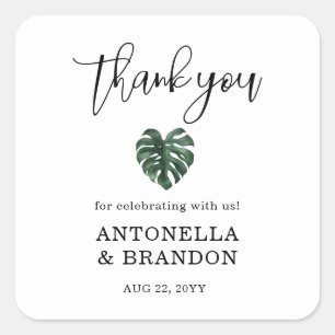 Sticker Carré Feuille de Monstera verte Mariage