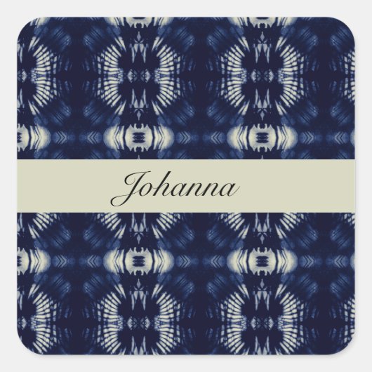 Sticker Carré Feuille de palme dans le bleu Delft (Devant)