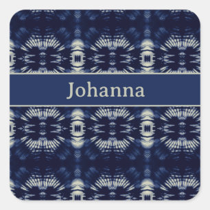 Sticker Carré Feuille de palme en bleu Delft, personnalisable