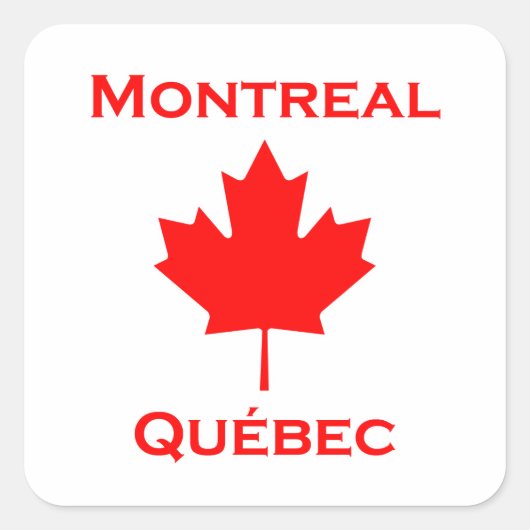 Sticker Carré Feuille d'érable de Montréal Québec (Devant)