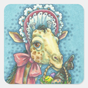 Sticker Carré Feuille D'ÉTIQUETTE GIRAFFE DE L'EST DU Printemps
