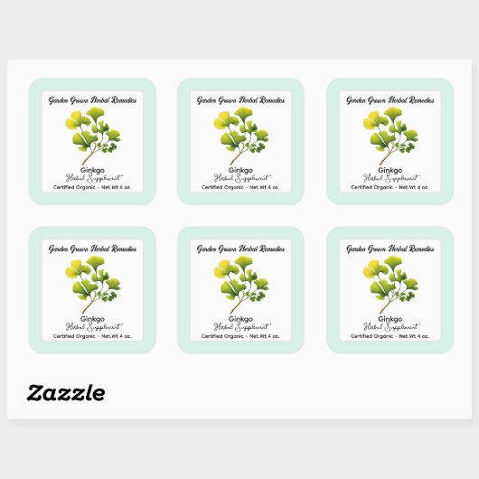 Sticker Carré Feuille Ginkgo Étiquette produit (Feuille)