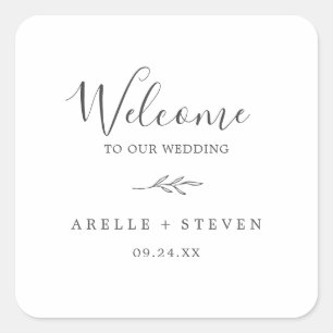 Sticker Carré Feuille minimale   Accueil Mariage gris foncé