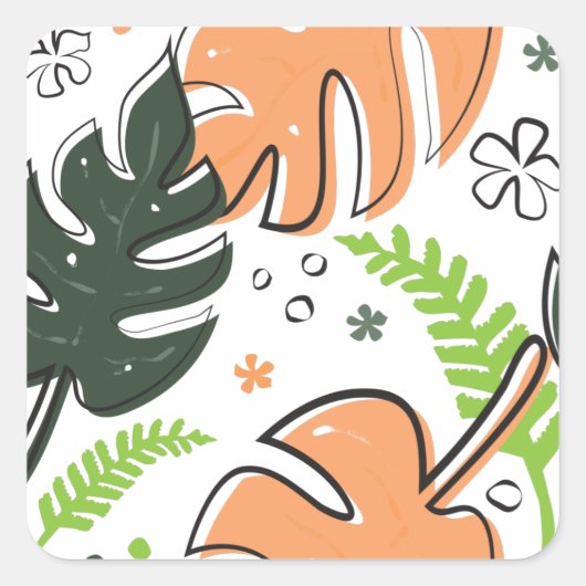 Sticker Carré feuille tropical (Devant)