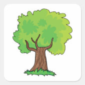 Sticker Carré Feuille vert de l'arbre feuillus (Devant)