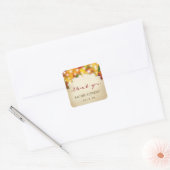 Sticker Carré Feuilles Automne Chaîne Lumière Merci Mariage Fave (Enveloppe)