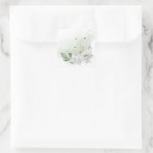 Sticker Carré feuilles blancs verts fleurs (Sac)