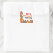 Sticker Carré Feuilles Burlap, Bon thanksgiving (Sac)