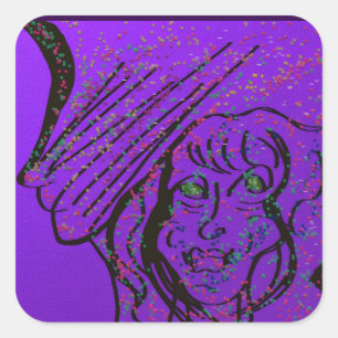 Sticker Carré Feuilles d'autocollants carrés d'art fantastique
