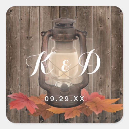 Sticker Carré Feuilles d'automne et sceau de Mariage de automne  (Devant)