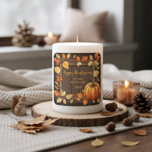 Sticker Carré Feuilles d'automne rustiques et Thanksgiving Citro