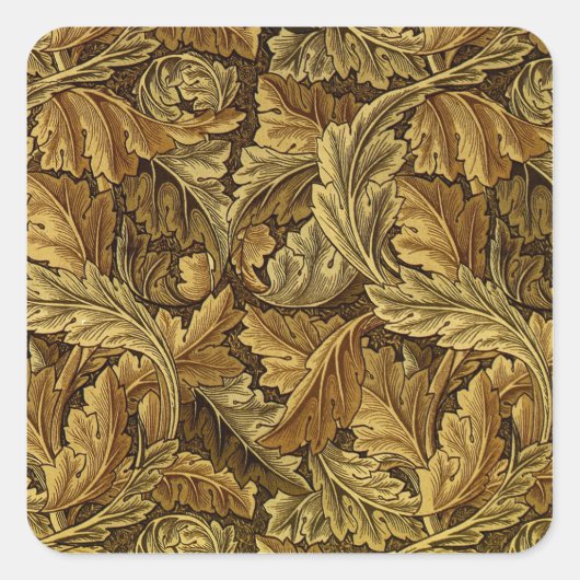 Sticker Carré Feuilles d'automne William Morris motif (Devant)