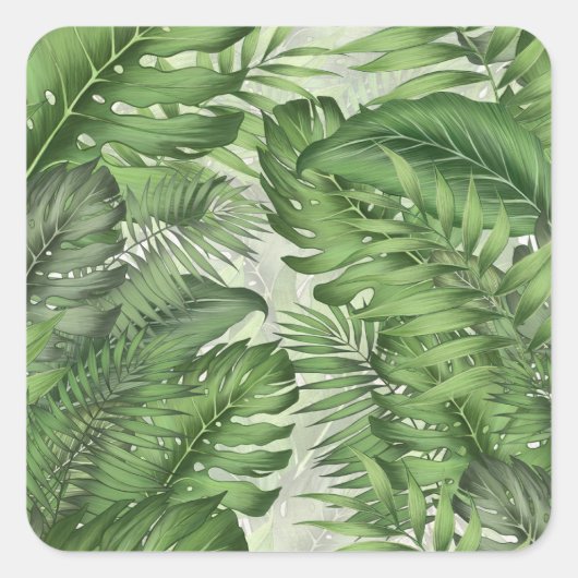 Sticker Carré Feuilles de jungle tropicale : arrière - plans flo (Devant)