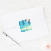 Sticker Carré Feuilles de palmier de plage adorables (Enveloppe)