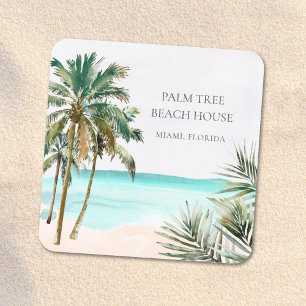 Sticker Carré Feuilles de palmier tropical personnalisées Plage 