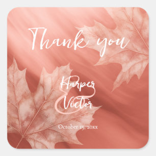 Sticker Carré feuilles d'érable en terre cuite mariage automnal