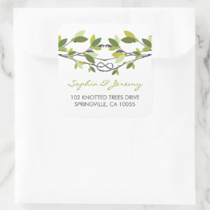 Sticker Carré Feuilles d'été Knott Love Trees Whimsical Mariage