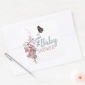 Sticker Carré Feuilles papillons, Baby shower élégant (Enveloppe)