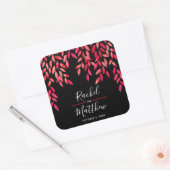 Sticker Carré Feuilles peints sur noir (Enveloppe)