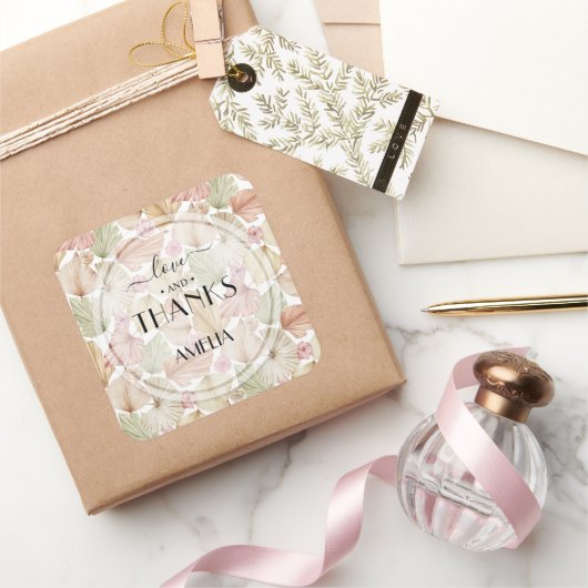 Sticker Carré Feuilles secs Boho et Mariage de fleurs (Cadeaux)