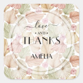 Sticker Carré Feuilles secs Boho et Mariage de fleurs (Devant)