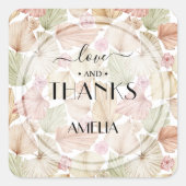 Sticker Carré Feuilles secs Boho et Mariage de fleurs (Devant)