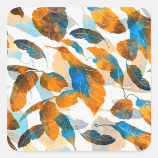 Sticker Carré Feuilles Silhouette : aquarelle, PA sans fil numér